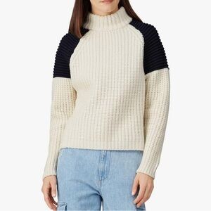 Ba&sh White Navy Wool Blend Jamie Sweater Size Medium Designer Knit Neutral